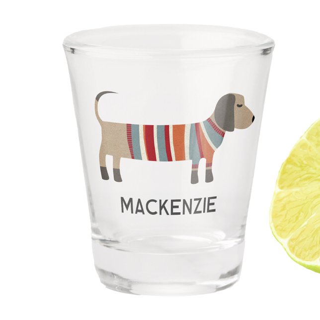 Dachshund Sausage Wiener Dog Personalised Shot Glass (Fun Dachshund Sausage Dog Wiener Dog personalized shot glass)