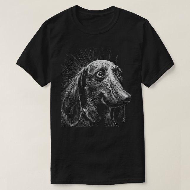 Dachshund Scratchboard T-Shirt (Design Front)