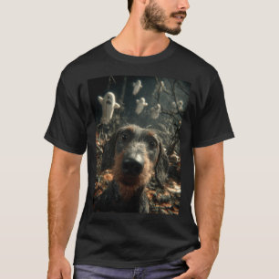 Dachshund Selfie With Ghosts Haunted Forest T-Shirt