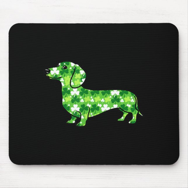 Dachshund shamrock st patricks day funny dog  mouse pad (Front)