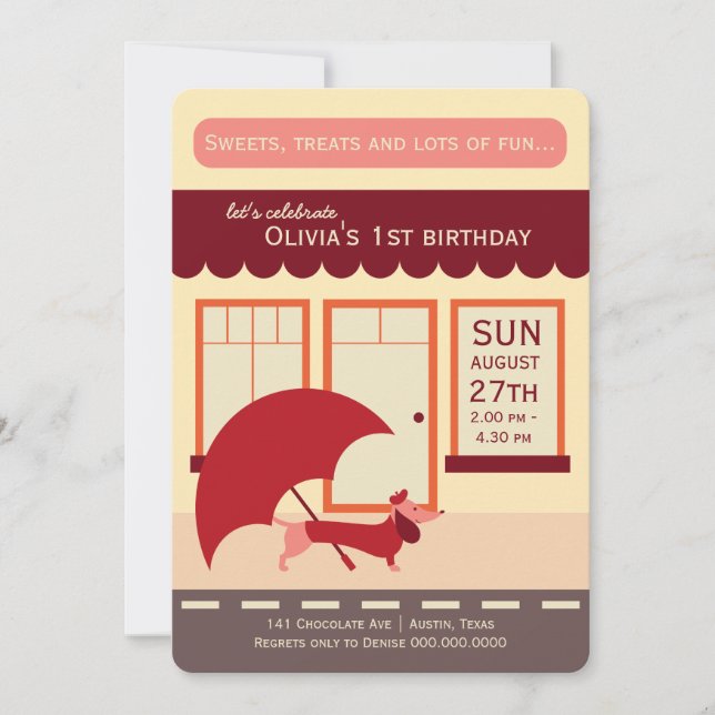 Dachshund Shopping Birthday Bash Invitation (Front)