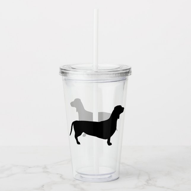 Dachshund Short Hair - Silhouette 1 Acrylic Tumbler (Front)