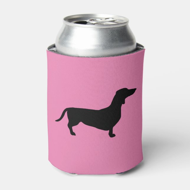 Dachshund Short Hair - Silhouette 1 Can Cooler (Can Front)