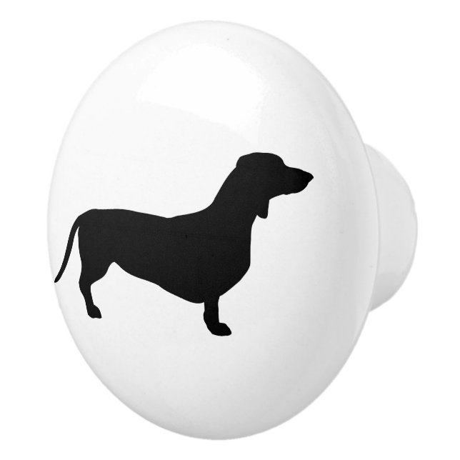 Dachshund Short Hair - Silhouette 1 Ceramic Knob (Right)