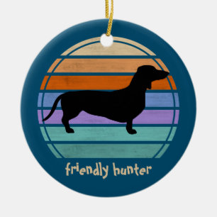 Dachshund Short Hair - Silhouette 1 Ceramic Ornament