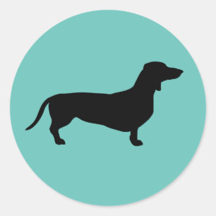 Dachshund Short Hair - Silhouette 1 Classic Round Sticker