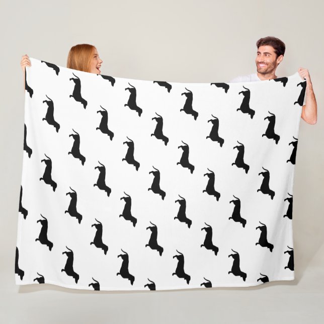 Dachshund Short Hair - Silhouette 1 Fleece Blanket (In Situ)