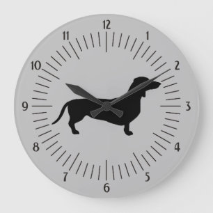 Dachshund Short Hair - Silhouette 1 Large Clock