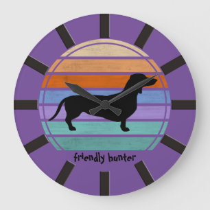 Dachshund Short Hair - Silhouette 1 Large Clock