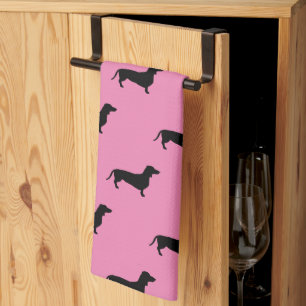 Dachshund Short Hair - Silhouette 1 Tea Towel