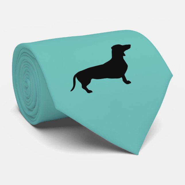 Dachshund Short Hair - Silhouette 1 Tie (Rolled)