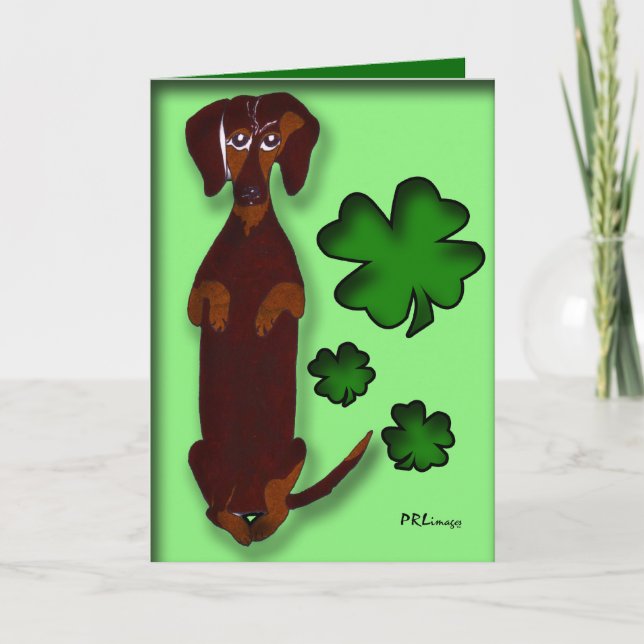 Dachshund Sidney St. Patrick's Day Card (Front)