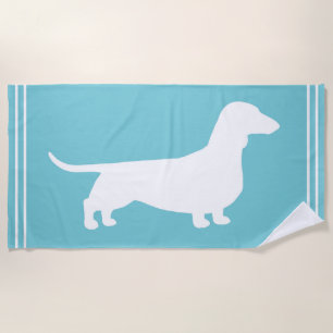 Dachshund Silhouette Beach Towel