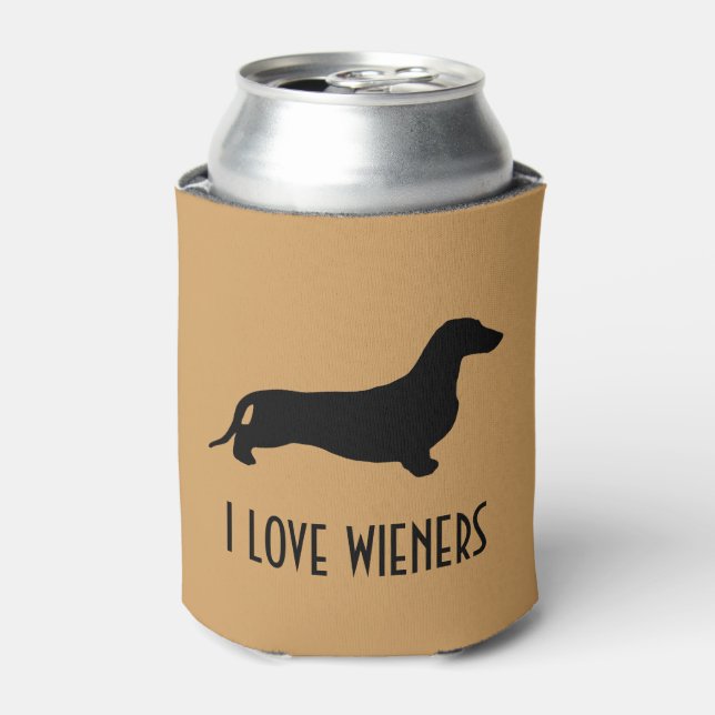 Dachshund silhouette black + your ideas can cooler (Can Front)