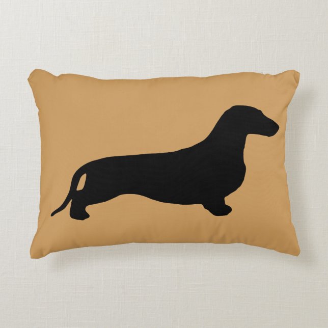 Dachshund silhouette black + your ideas decorative cushion (Front)