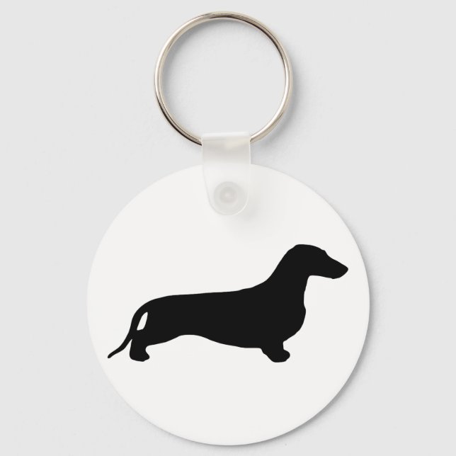 Dachshund silhouette black + your ideas key ring (Front)