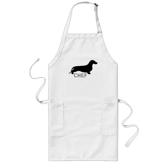 Dachshund silhouette black + your ideas long apron (Front)