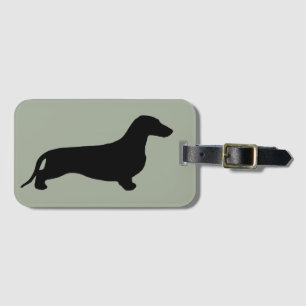 Dachshund silhouette black + your ideas luggage tag