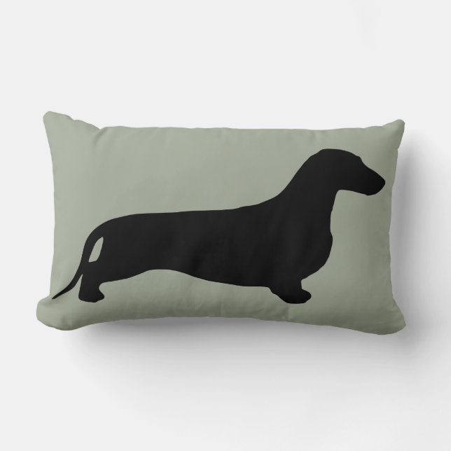Dachshund silhouette black + your ideas lumbar cushion (Front)