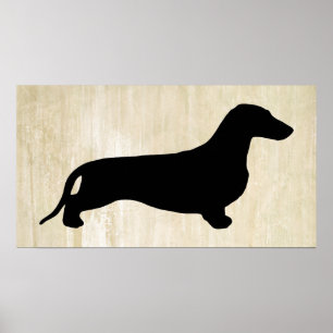 Dachshund silhouette black + your ideas poster