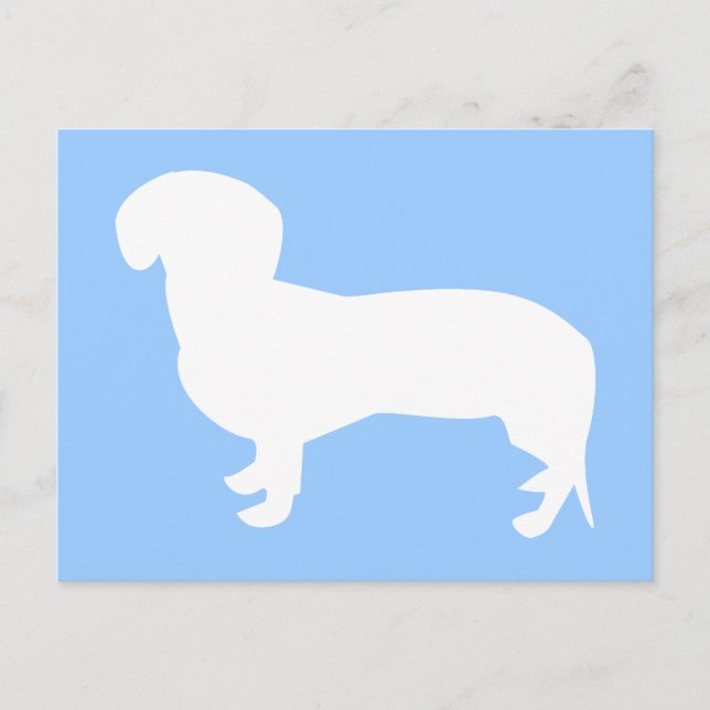 Dachshund Silhouette Blue Postcard (Front)