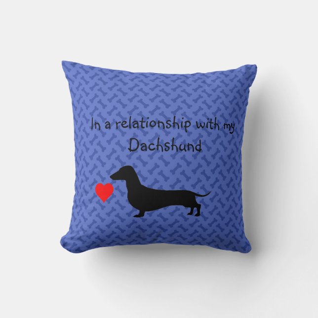 Dachshund Silhouette Blue Throw Pillow (Front)