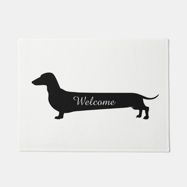 Dachshund silhouette doormat (Front)