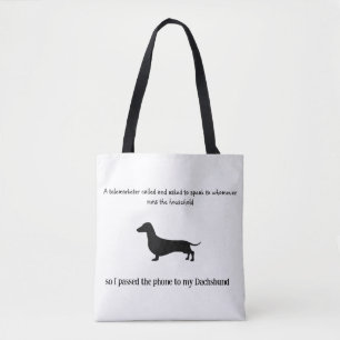 Dachshund Silhouette Funny Tote Bag