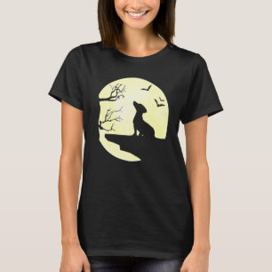 Dachshund Silhouette In Full Moon Dog Bats And Tre T-Shirt