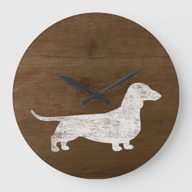 Dachshund Silhouette Large Clock (Front)