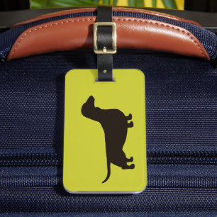 Dachshund Silhouette on Green (Colour Customisable Luggage Tag