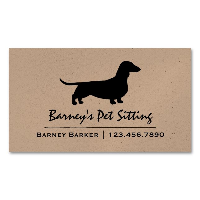 Dachshund Silhouette | Pet Wiener Dog | Weenie Dog Magnetic Business Card (Front)
