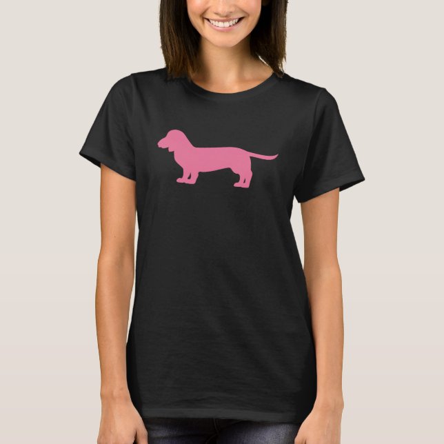Dachshund silhouette  pink T-Shirt (Front)