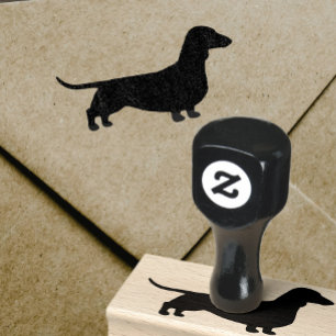 Dachshund Silhouette   Smooth Coated Wiener Dog Rubber Stamp
