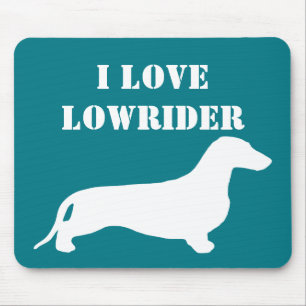 Dachshund silhouette white + your ideas mouse pad