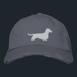 Dachshund Silhouette Wiener Dog Cute Pet Dachsie Embroidered Hat<br><div class="desc">This cool Dachshund lover’s hat is available in a variety of colours. Embroidered shorthaired wiener dog silhouette can be customised to an assortment of colour choices. Show off your love for the breed with the perfect Doxie hat. Makes a great gift for Dachsie dog dads, weenie dog moms, AKC dog...</div>