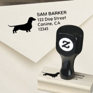Dachshund Silhouette Wiener Dog Return Address Rubber Stamp