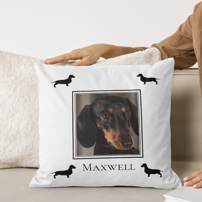 Dachshund Silhouette Your Photo Personalised Cushion (Creator Uploaded)