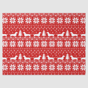 Dachshund Silhouettes Christmas Holiday Pattern Tissue Paper