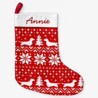 Dachshund Silhouettes Pattern Red and White Cute