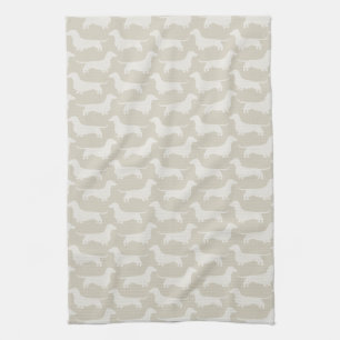 Dachshund Silhouettes Pattern Tea Towel