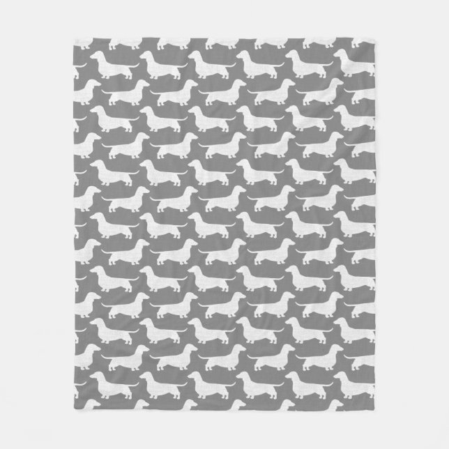 Dachshund Silhouettes Pattern Wiener Dogs Doxies F Fleece Blanket (Front)