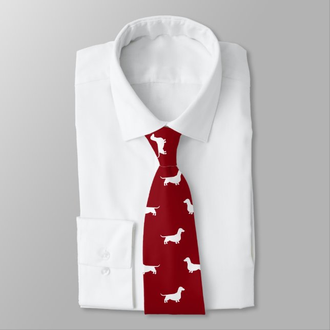 Dachshund Silhouettes Pattern Wiener Dogs Weenies Tie (Tied)