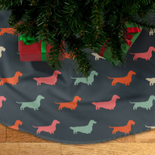Dachshund Silhouettes Wiener Dog Lover's Brushed Polyester Tree Skirt