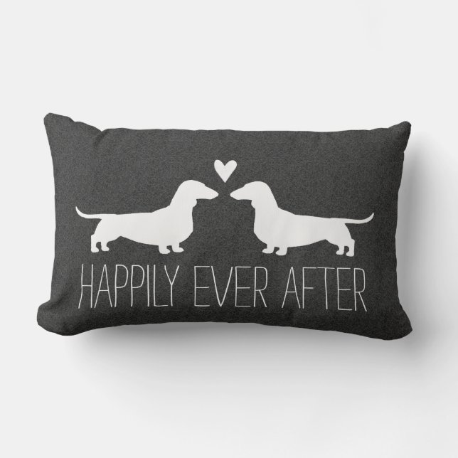 Dachshund Silhouettes with Heart Cute Dog Lover's Lumbar Cushion (Front)