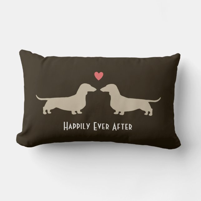 Dachshund Silhouettes with Heart Cute Dogs Lumbar Cushion (Front)