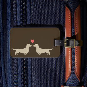 Dachshund Silhouettes with Heart   Wiener Dogs Luggage Tag