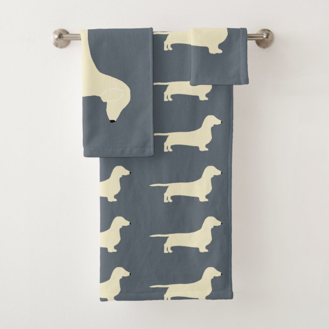 dachshund silo cream bath towel set (Insitu)