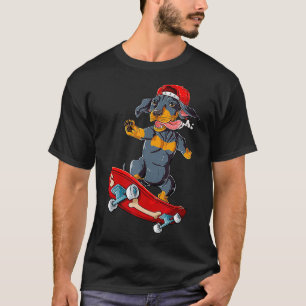 Dachshund Skateboard T Wiener Dog Funny Skateboar T-Shirt