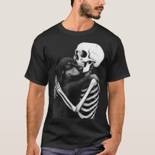 Dachshund Skeleton Hug Halloween Dog Lover T-Shirt